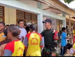 Pos Jagiro Satgas Yonif 642/Kps Bagikan Makan Gratis di Sekolahan