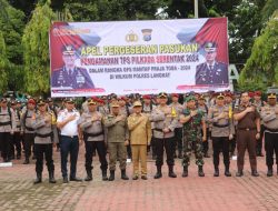 Siap Amankan TPS, Polres Langkat lakukan Apel Pergeseran Pasukan