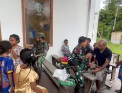 Pos Kramongmongga Yonif 642/Kps Satgas Pamtas Kewilayahan RI-PNG Berikan Pelayanan Kesehatan Gratis di Distrik Kramongmongga
