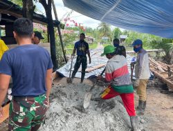 Satgas Yonif 642/Kps Laksanakan Karya Bakti Bersama Masyarakat Kampung Maroro