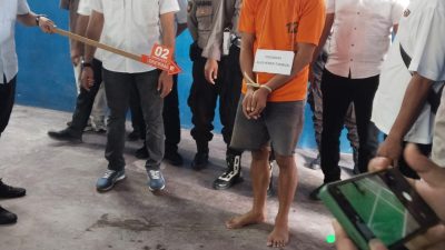 Polres Sergai Melaksanakan 5 Rekontruksi Kasus Suami Bunuh Istri, Saat Live Karoke Bernyanyi Di Facebook.