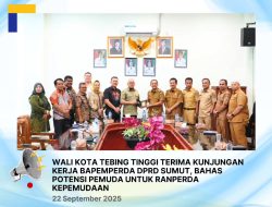 Walikota Tebingtinggi H Iman Irdian Saragih Terima Kunjungan Kerja Bapemperda DRRD Sumut Bahas Potensi Pemuda Untuk Ranperda Kepemudaan