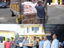 Sekdako Tebingtinggi Serahkan Bantuan KemanusiaanUntuk Korban Banjir Wilayah Polda Sumut melalui Polres Tebingtnggi.